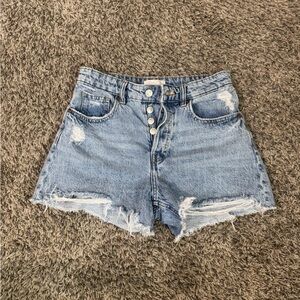 Denim High-Waisted Distressed Shorts
